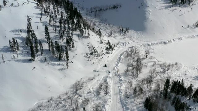 The road to the mountain lake Amut. 2019 year.