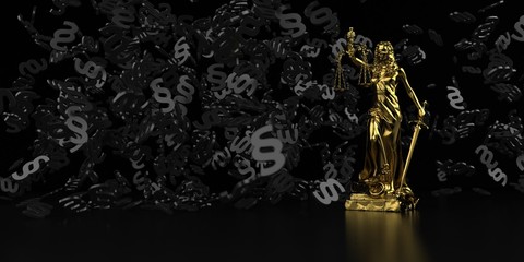 Golden Lady Justice Statue Black Paragraphs