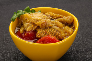Caucasian cuisine - baked eggplant and tomato