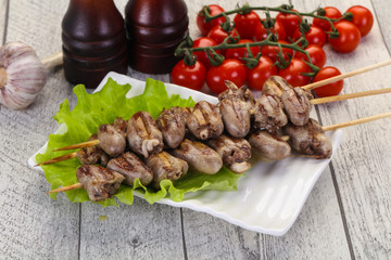 Chicken hearts skewer