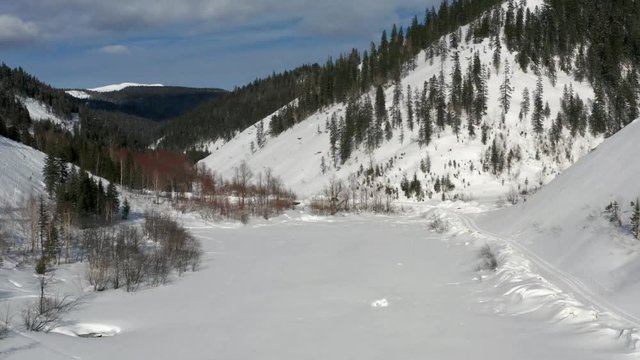 The surroundings of the mountain lake Amut. 2019 year. Shooting from the drone.