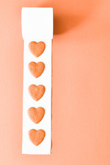 favorite toilet paper. Rolls of toilet paper on color background, top view. Space for text