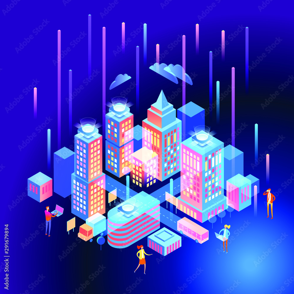 Poster 5g network wireless technology vector concept. high-speed mobile internet. using modern digital devi