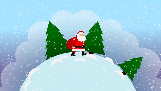 Стоковое видео  Santa's coming, it's snowing. Santa is coming, the earth is spinning