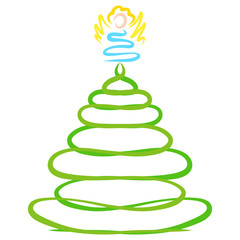 Xmas tree with angel on top, abstract pattern