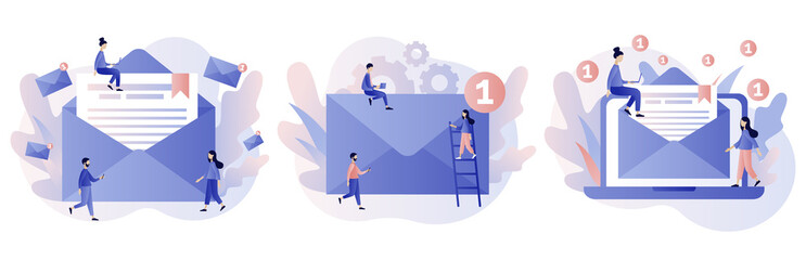 Email and messaging, Email service, Email marketing. Modern flat cartoon style. Vector illustration