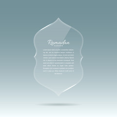 Glass banner in arabic style with place for text, reflection and highlights. Vector eps 10.