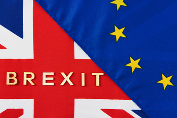 Close up of two European flags