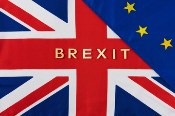 Detail of two European flags