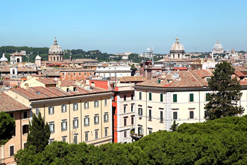 Fototapeta na wymiar Rome Skyline view over the rooftops
