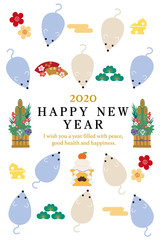 New Year's card 2020 design mouse year  