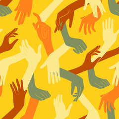 Fototapeta premium Seamless Pattern with Hands Signs. Hand Drawn Background for Yourn Design. 