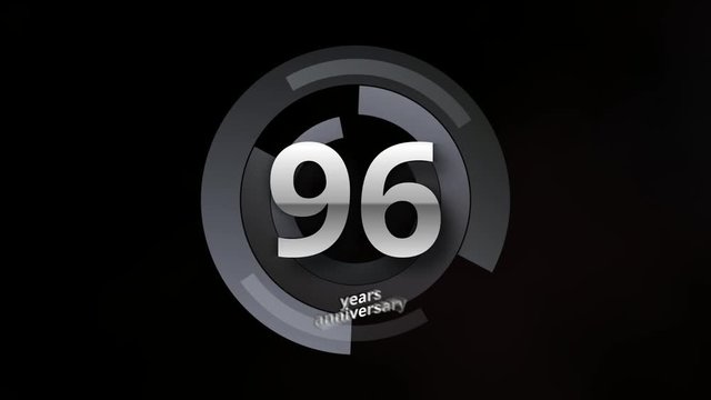 96 Years Anniversary Digital Tech Circle Silver Background