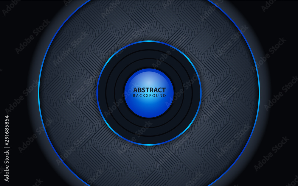 Poster abstract 3d metallic blue and black frame layout design tech innovation concept geometric background