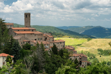 Fototapeta na wymiar Panoramic view of Castelnuovo di Val di Cecina, Tuscany