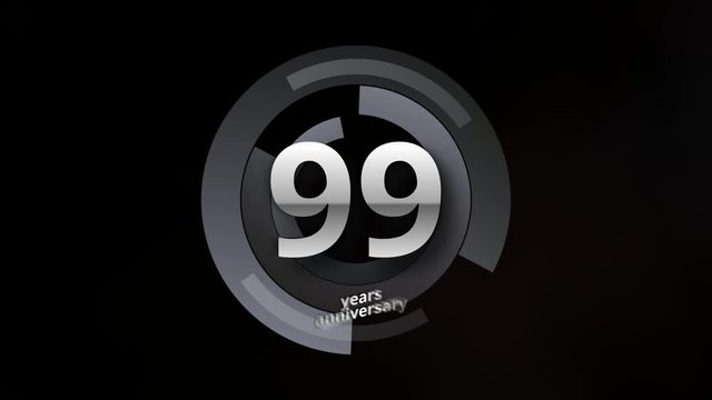 99 Years Anniversary Digital Tech Circle Silver Background