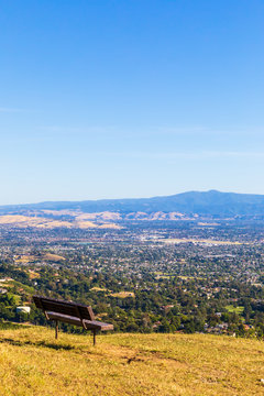 Bench with amazing view of Silicon Valley in California