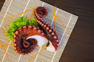 Boiled giant octopus ,japanese style cuisine