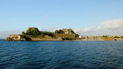 Exterior view of the old fortress the Paleo Frurio in Corfu. Greece. 4K