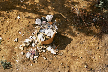 garbage dump in the yard. view from above.