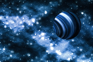 Stars, planet and galaxy in cosmos universe, space and time travel science background
