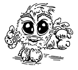 Funny coloring illustration of a fantasy monster