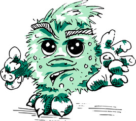 Fantasy monster - three color illustration - vector design