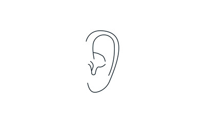 Ear icon. High quality logo for web site design and mobile apps. Vector illustration on a white background.