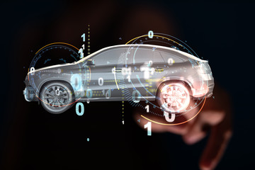 digital car technology smart in virtuel room