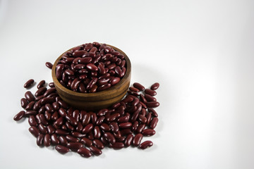red beans in bowl isolated on white background
