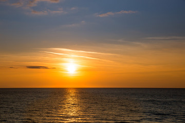 Beautiful yellow Sunset over Adriatic Sea in Italy, Europe