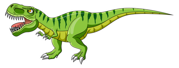 Cartoon green dinosaur on white background