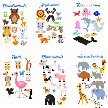 Big collection of cute cartoon animals