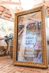 beautiful and exclusive magic mirror photobooth for weddings, events and partys - obrazy, fototapety, plakaty