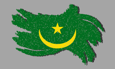 Mauritania grunge flag, Mauritania flag with shadow on isolated background, vector illustration