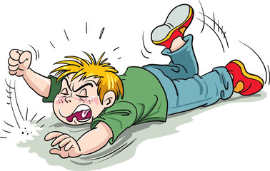Boy crying and throwing a fit