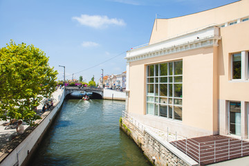 A channel in the city with bridges