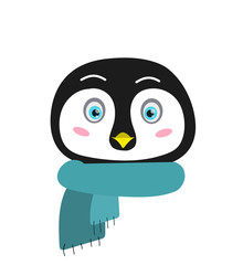 Vector print penguin with blue scarf.