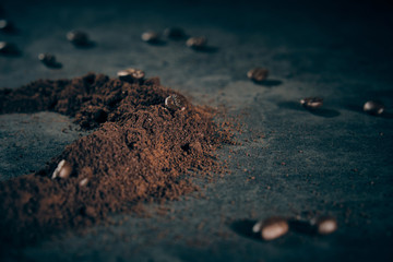 Coffee and bean beans Arabica 100% coffee roasted background 