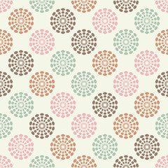 Polka dots seamless pattern. Mosaic of ethnic figures. Patterned texture. Geometric background. Can be used for wallpaper, textile, invitation card, wrapping, web page background.