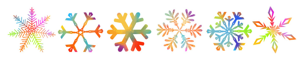 A set of colorful snowflakes. Vector illustration