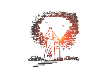 Overcoming obstacles, determination concept sketch. Hand drawn isolated vector