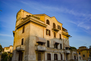Italy, Rome, Garbatella, old building facade