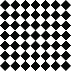 Black and white tilting chessboard as background pattern.