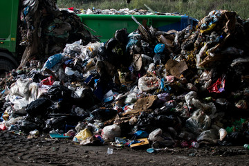 Close up of huge pile of municipal waste