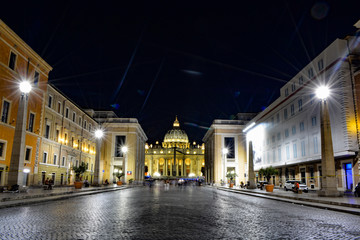 Fototapeta na wymiar Italy. Rome. Vatican. Saint Peter's Square at night