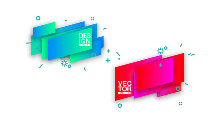 geometric colorful abstract shapes set badges background for banner web, app, poster. Trendy minimal modern design isolated white background. Abstract geometric shapes, lines patterns composition set.