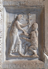 Baptistery decoration architrave arches, Cathedral in Pisa, Italy