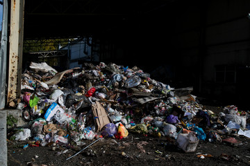 Close up of huge pile of municipal waste