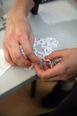 Obraz premium Process of lace-making